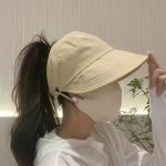 Women's Ponytail UV Visor Cap (Beige)